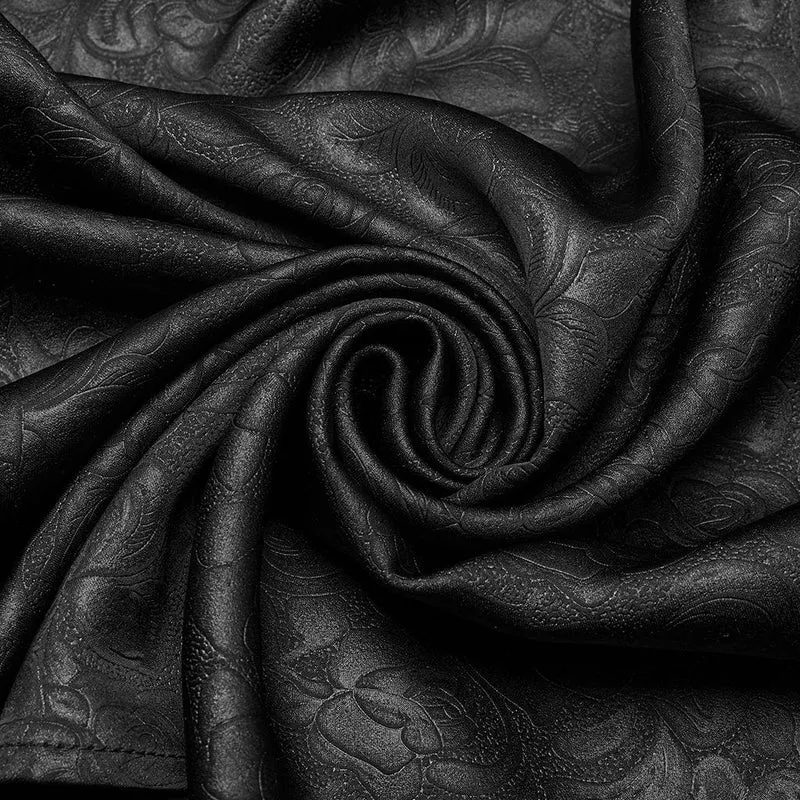 Herren Gothic Stehkragen Tiefer Rosen Hemd Schwarz