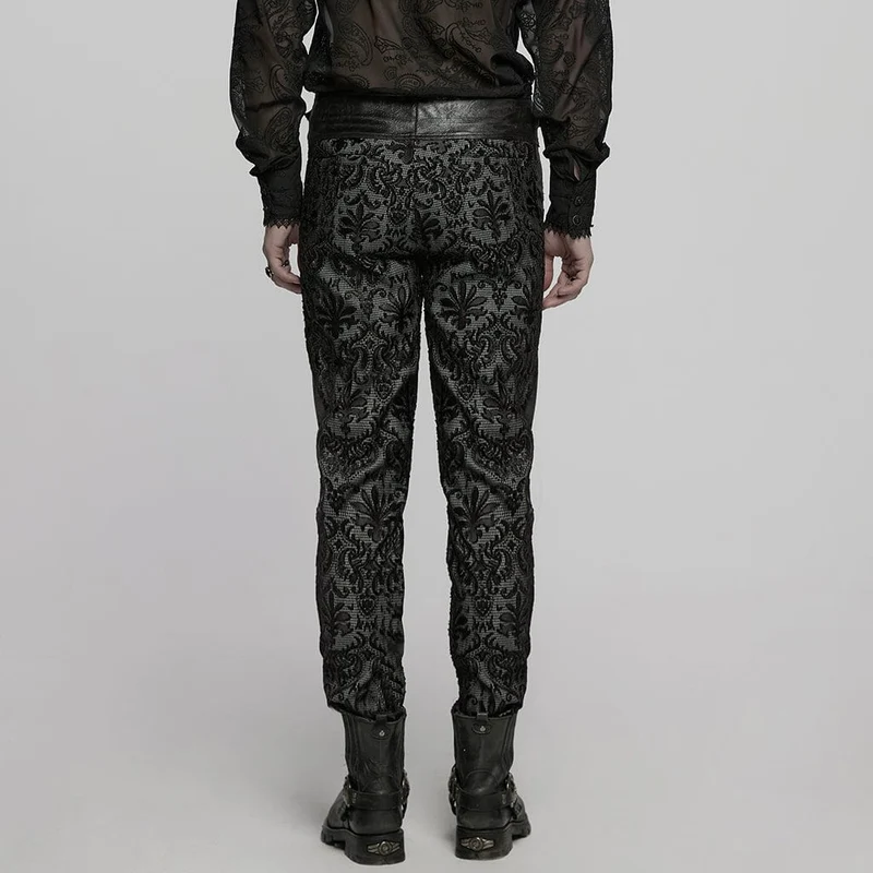 Gothic-Hose mit bestickter Schnalle im Blumenstil für Herren