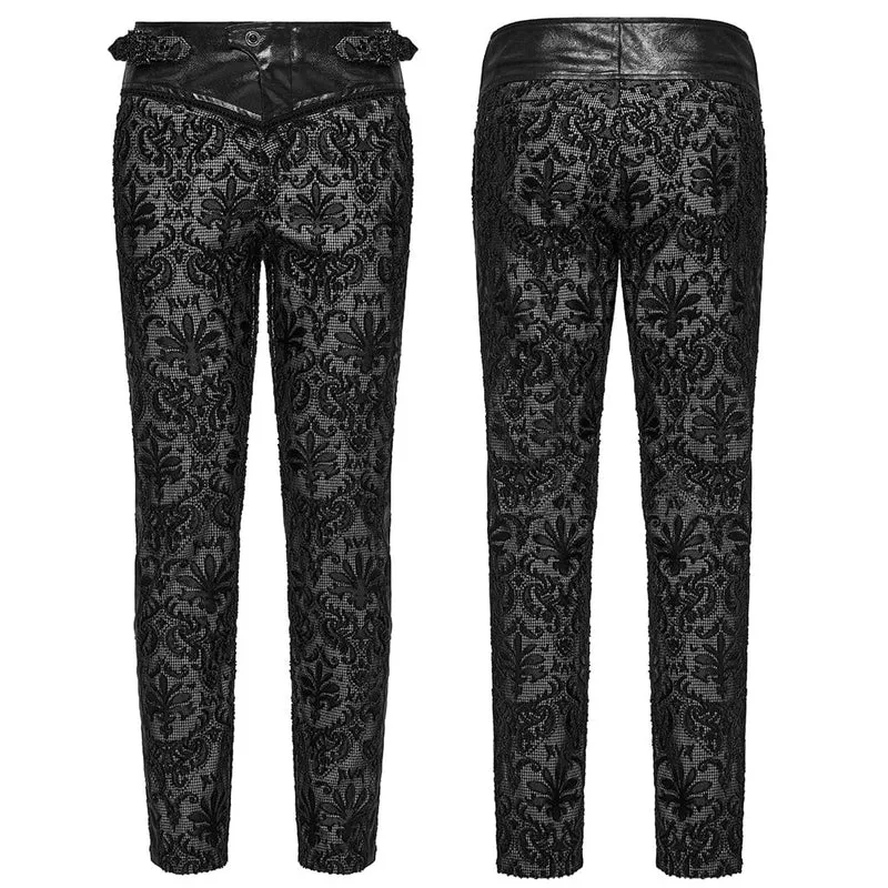 Gothic-Hose mit bestickter Schnalle im Blumenstil für Herren
