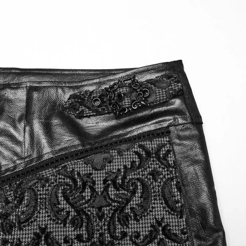 Gothic-Hose mit bestickter Schnalle im Blumenstil für Herren