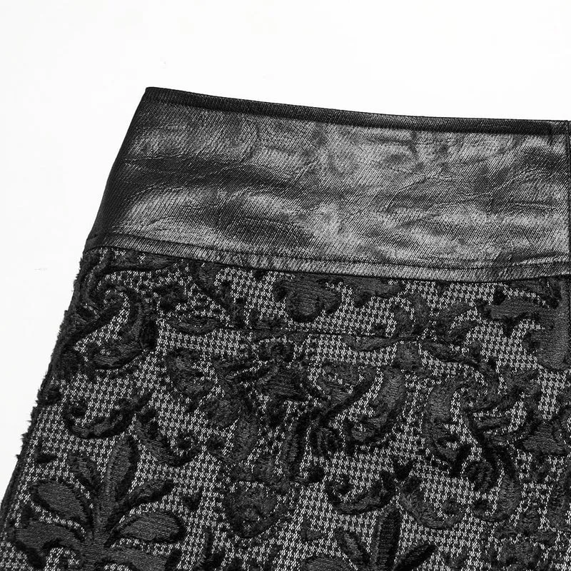 Gothic-Hose mit bestickter Schnalle im Blumenstil für Herren