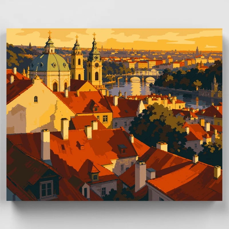 Prague Golden Rooftops - Paint by Numbers Kit