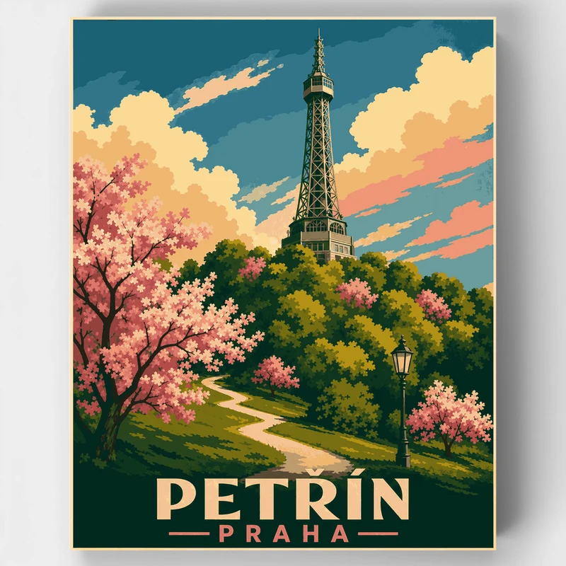 Petřín Tower Blossoms - Paint by Numbers Kit