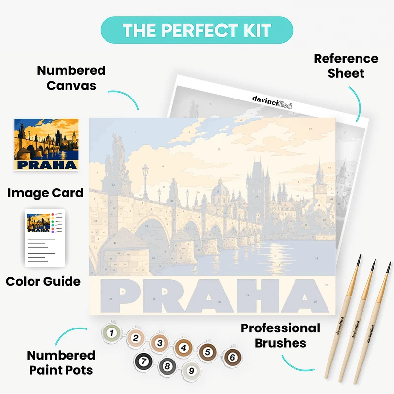 Charles Bridge Golden Hour - Paint by Numbers Kit