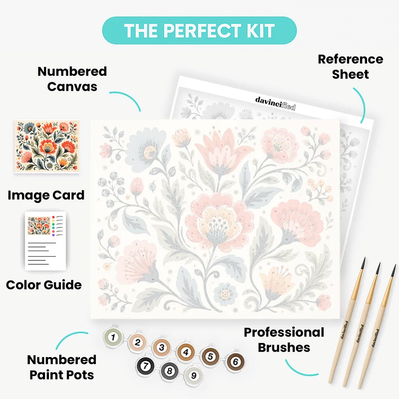 Folk Floral Bloom - Paint by Numbers Kit