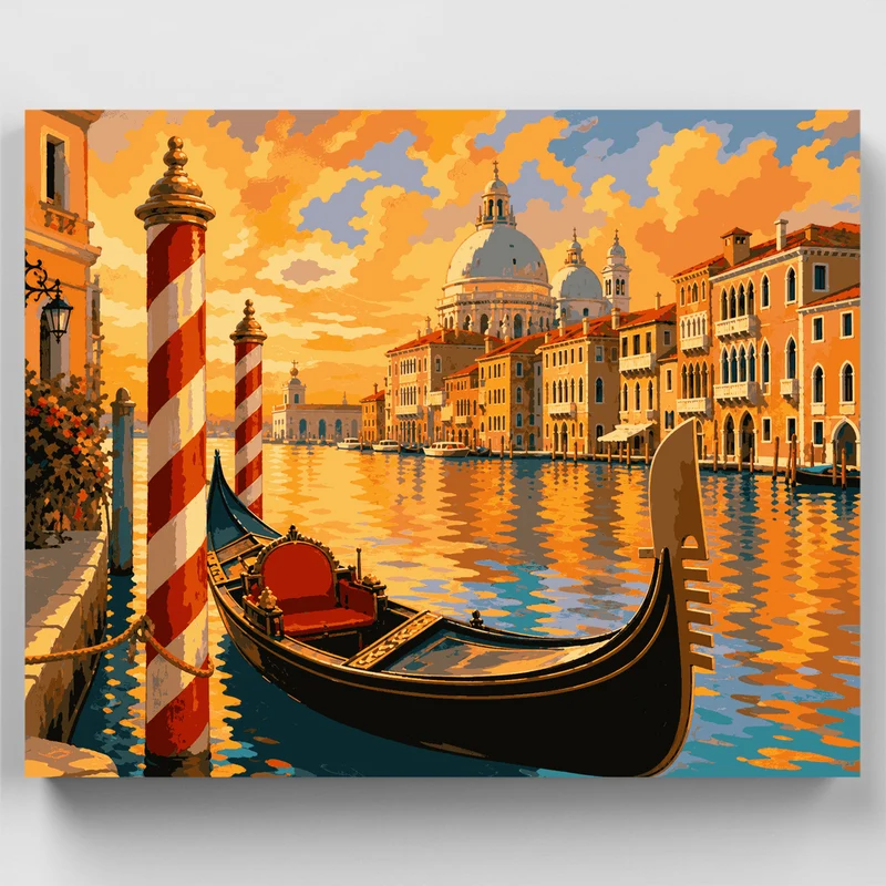 Gondola at Golden Sunset - Paint by Numbers Kit