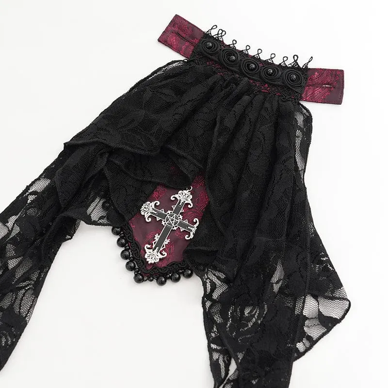 Gothic-Hemd mit Perlenbesatz und Puffärmeln für Herren mit Spitzenkrawatte