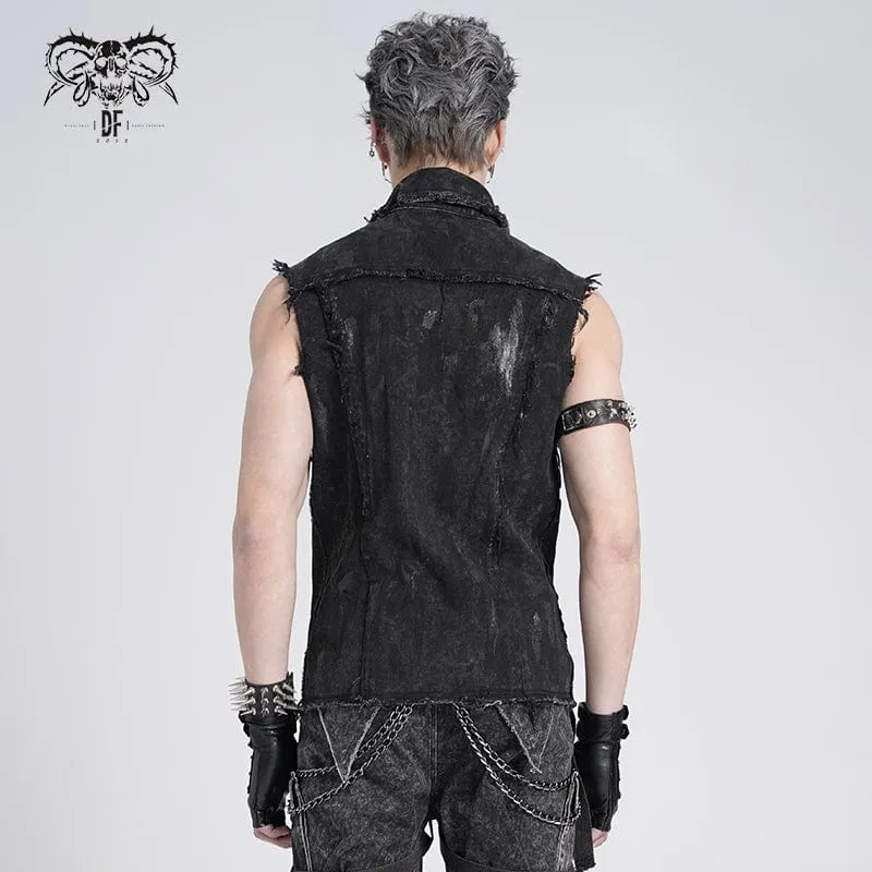 Gothic-Weste mit Nieten und Schnürung im Used-Look für Herren