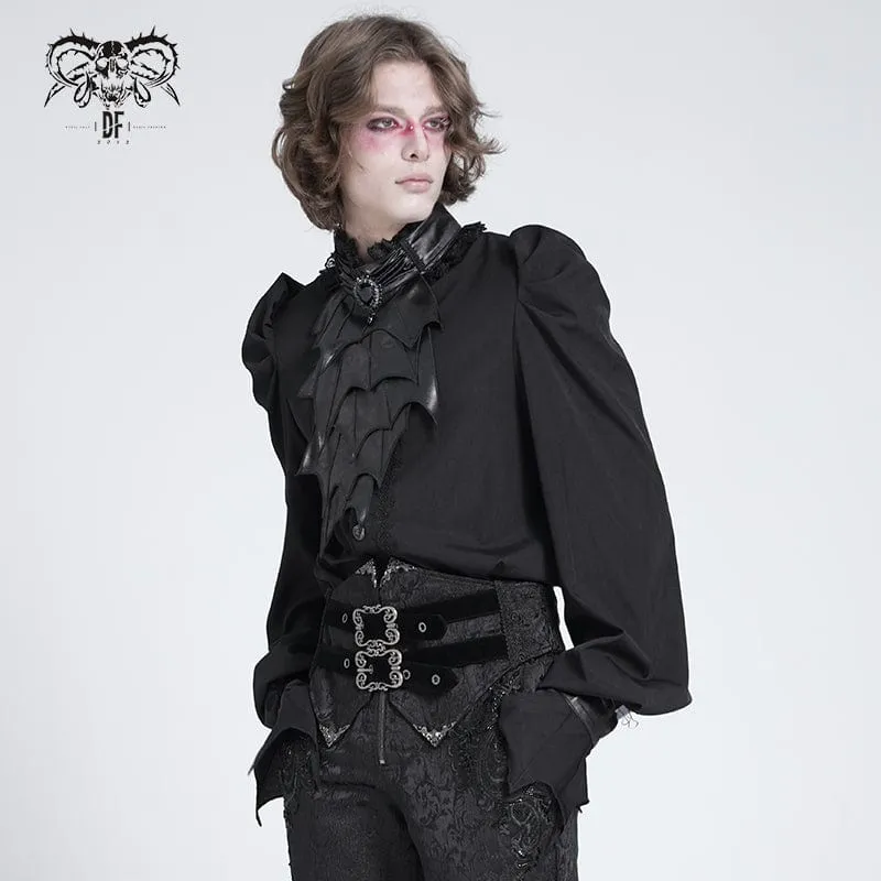 Gothic-Herrenhemd mit Stehkragen und Puffärmeln im Fledermaus-Stil