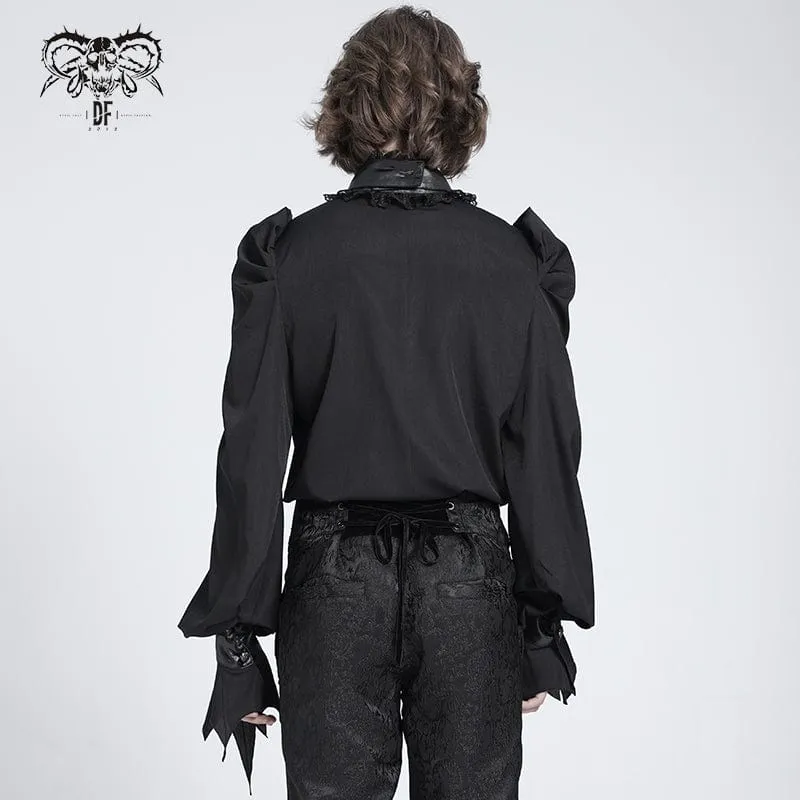 Gothic-Herrenhemd mit Stehkragen und Puffärmeln im Fledermaus-Stil