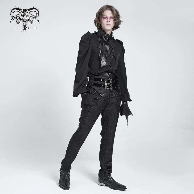 Gothic-Herrenhemd mit Stehkragen und Puffärmeln im Fledermaus-Stil