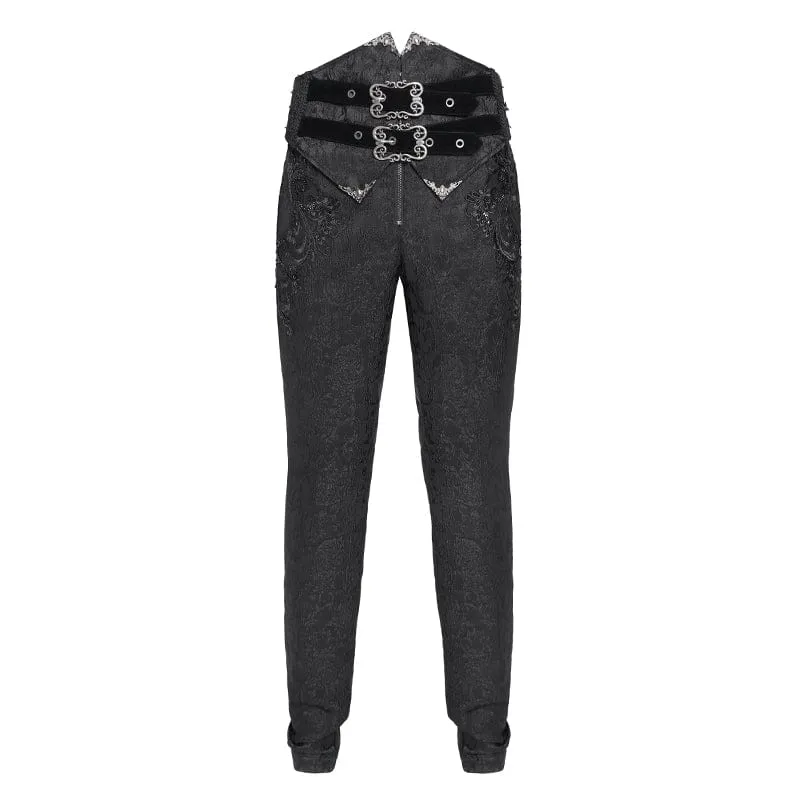 Gothic-Anzughose mit Doppelschnallen und hoher Taille für Herren