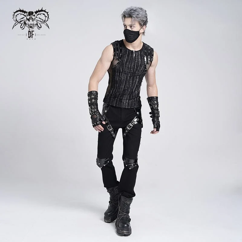 Herren Punk Armor Lackleder Splice Hose
