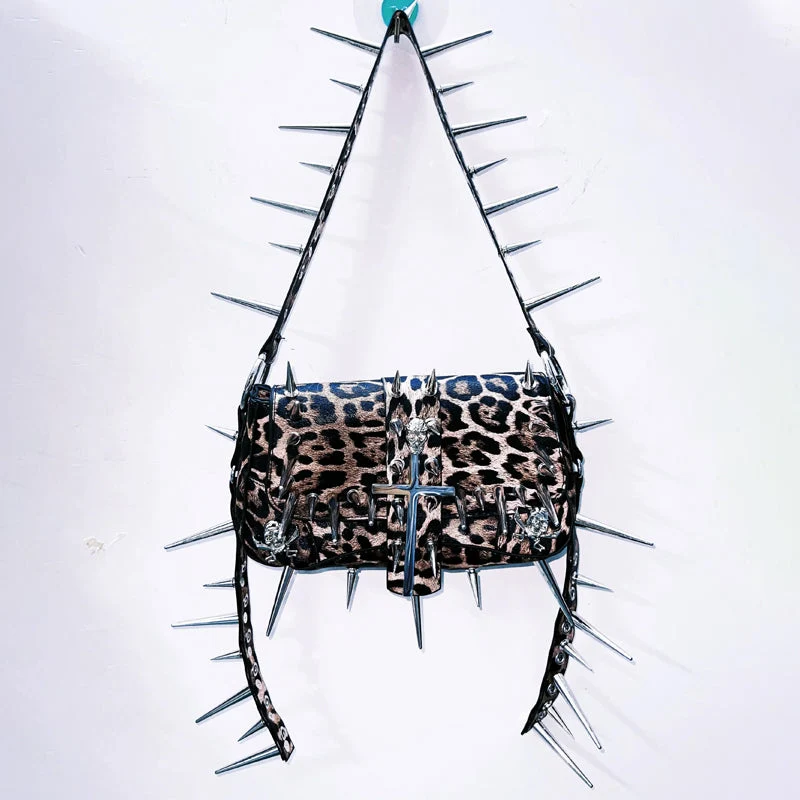 Rhinestone cut out metal chain cross crop top