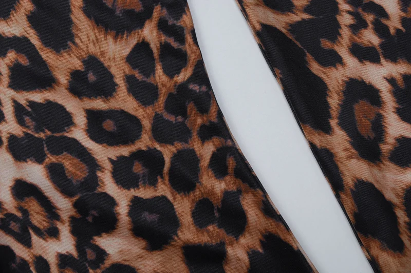 Leopard print v neck long sleeve romper