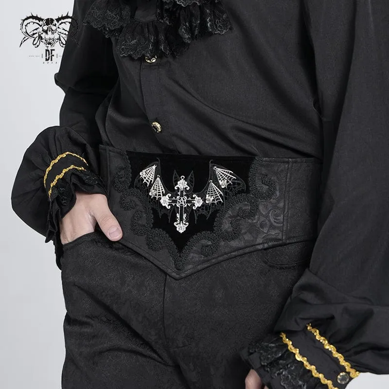 Gothic-Gürtel mit Fledermaus-Stickerei und Kreuz für Herren