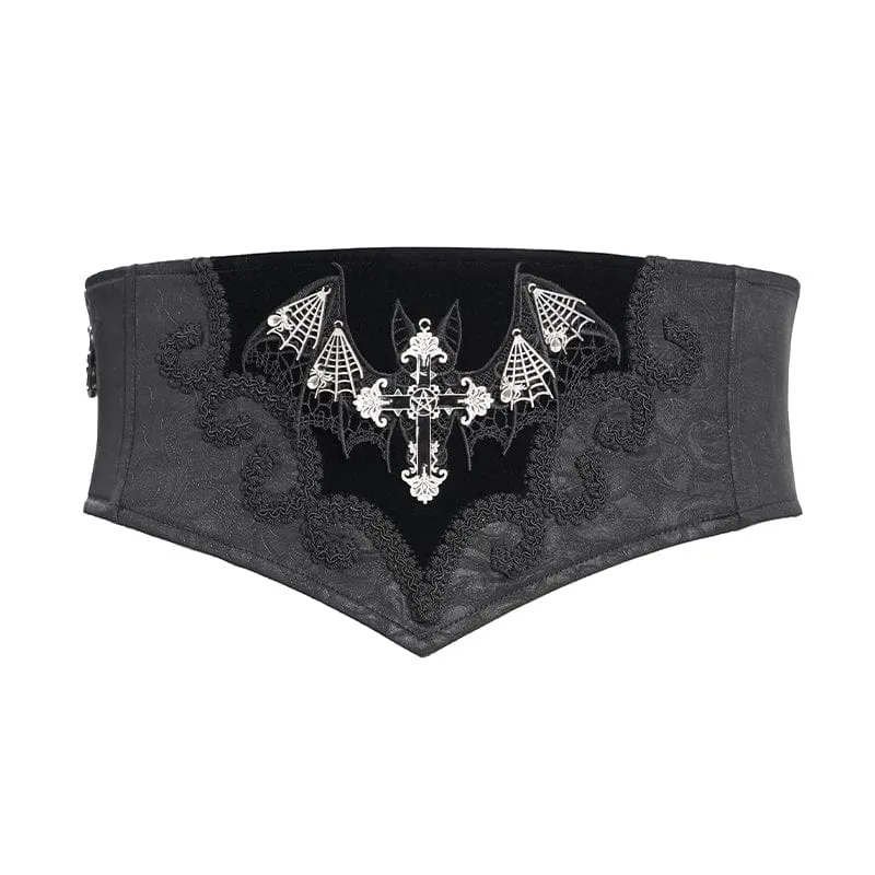 Gothic-Gürtel mit Fledermaus-Stickerei und Kreuz für Herren
