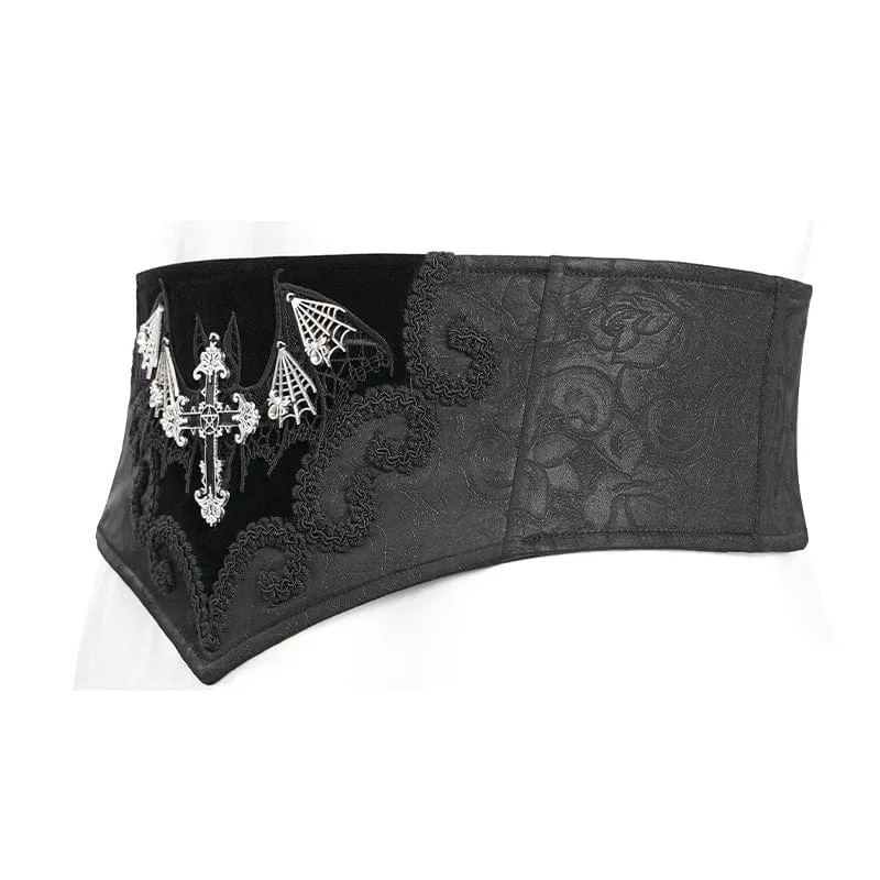 Gothic-Gürtel mit Fledermaus-Stickerei und Kreuz für Herren