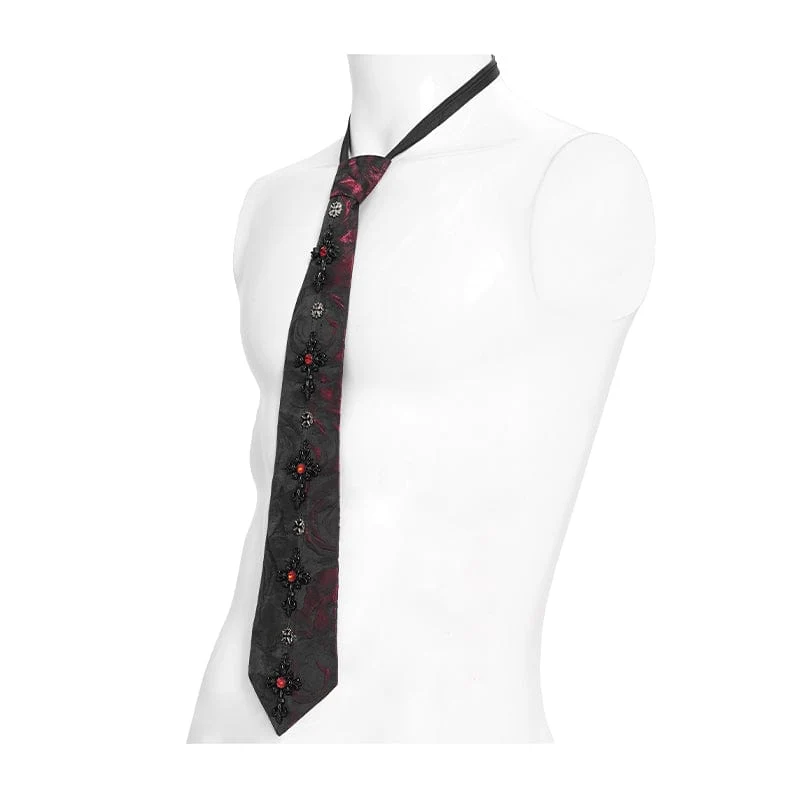 Gothic-Krawatte mit Kreuz in Kontrastfarbe für Herren
