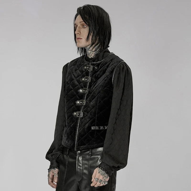 Gothic-Weste mit Stehkragen und Schnallen für Herren