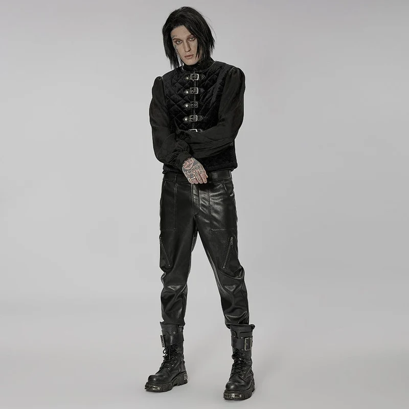 Gothic-Weste mit Stehkragen und Schnallen für Herren