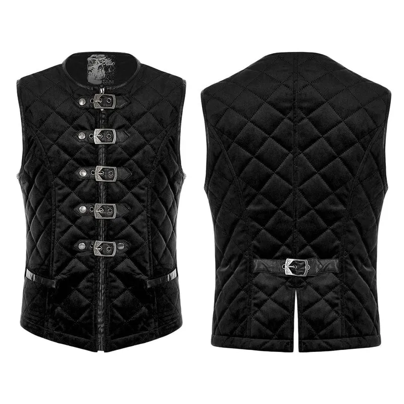 Gothic-Weste mit Stehkragen und Schnallen für Herren