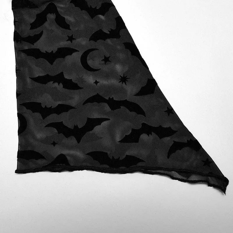 Damen-Gothic-Hemd mit unregelmäßiger Fledermaus-Mesh-Optik in Übergröße