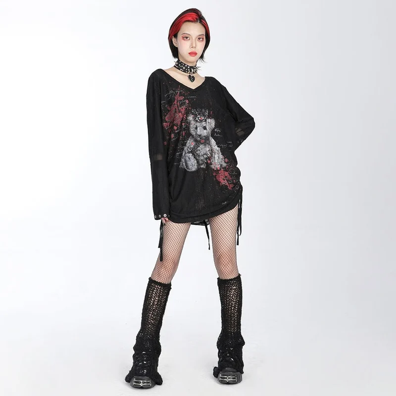 Gestrickte Beinwärmer im Grunge-Distressed-Look für Damen