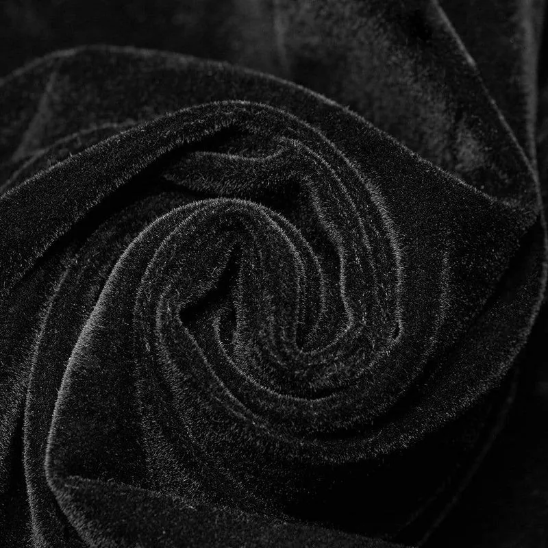 Herren Gothic Viktorianische Frontreißverschluss Blumen Samt Lange Jacke