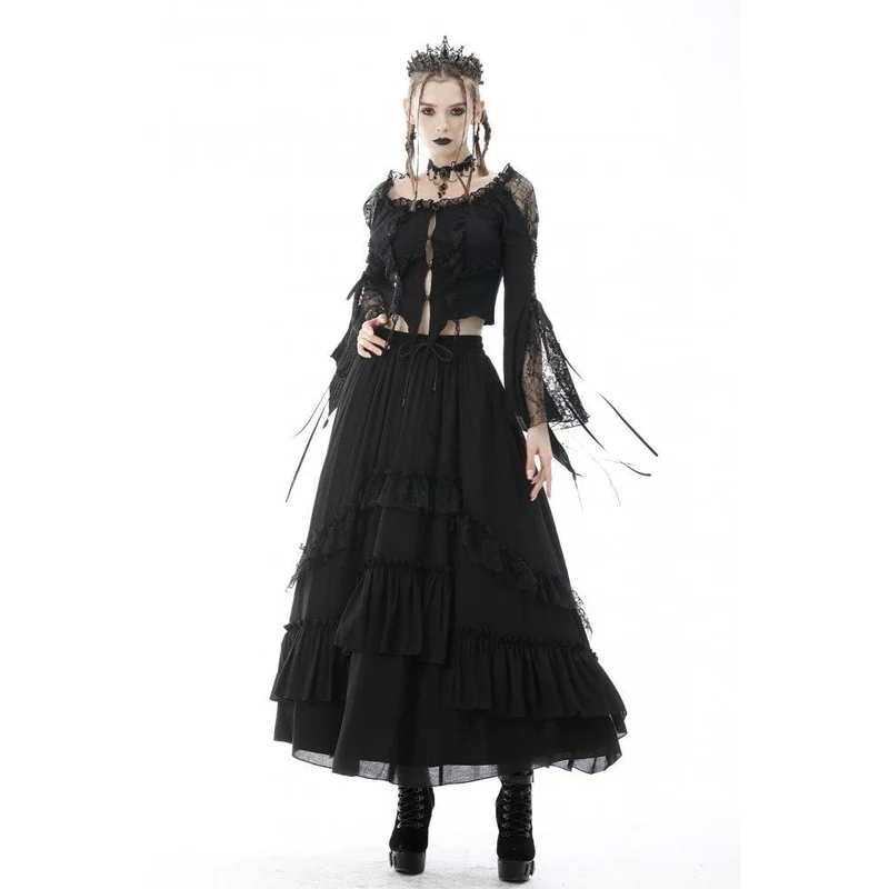 Gothic-Chiffonrock mit Spitzenspleiß und mehreren Lagen für Damen