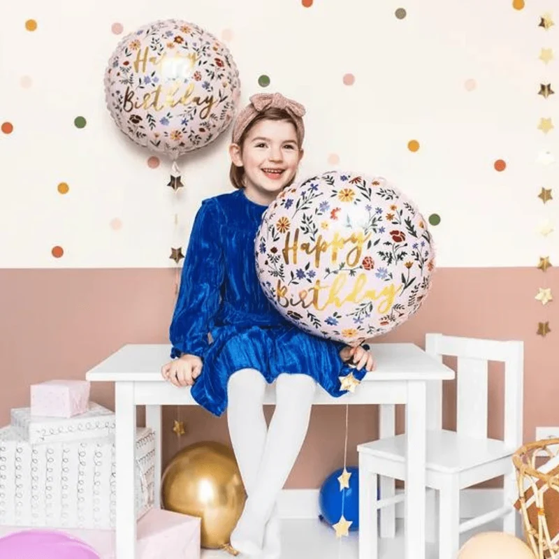 Geburtstagsballon "Happy Birthday" Boho Flowers