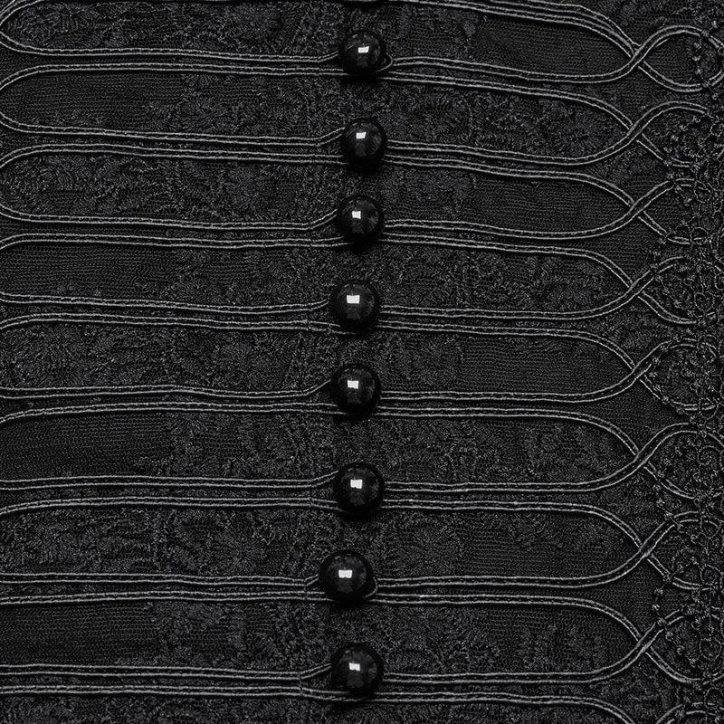 Gothic Chiffon-Hemd mit Puffärmeln und Spitzenspleiß für Damen