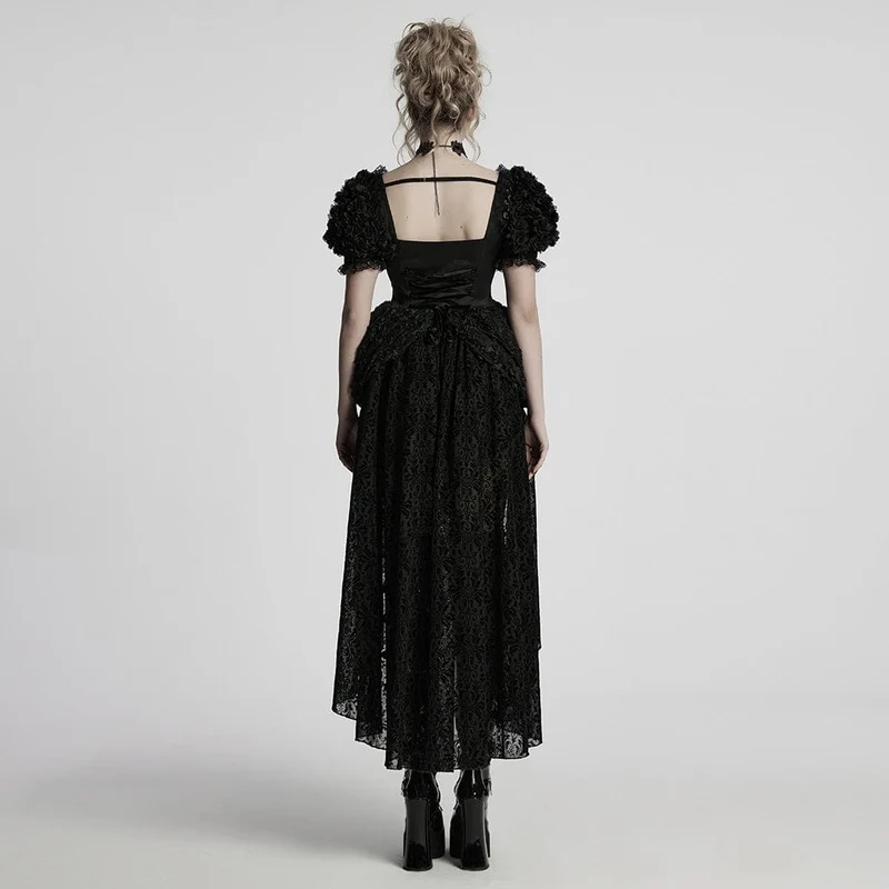 Lolita-Ballkleid mit Puffärmeln und hohem/niedrigem Schnitt für Damen
