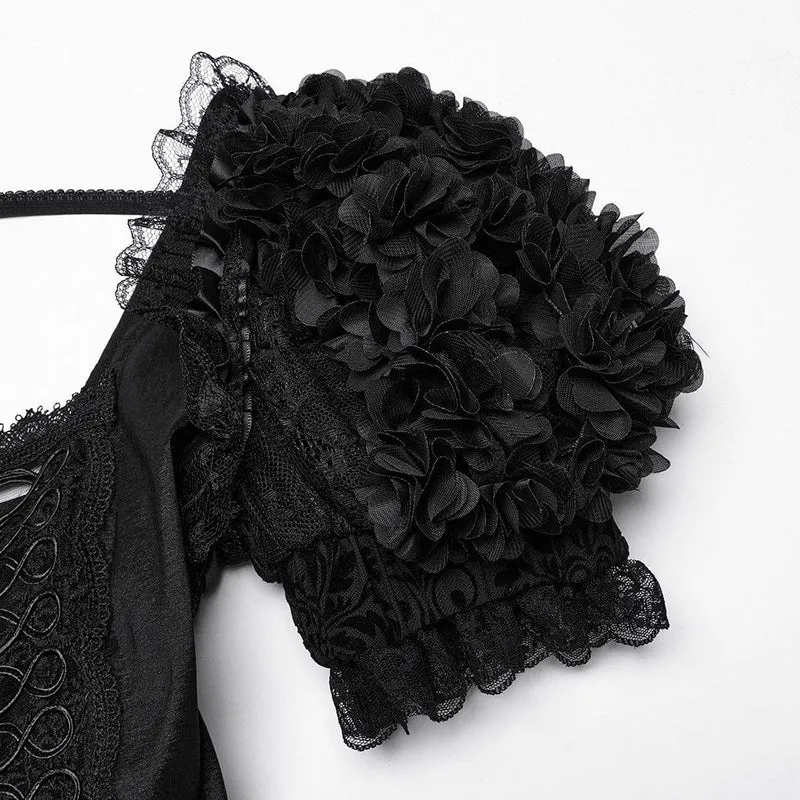 Lolita-Ballkleid mit Puffärmeln und hohem/niedrigem Schnitt für Damen