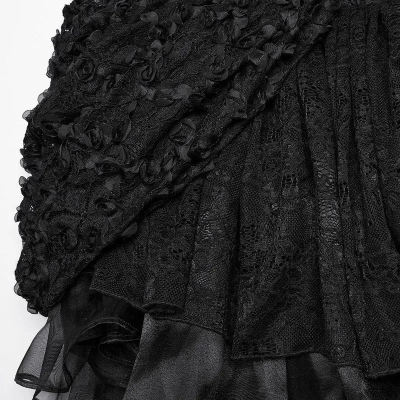 Lolita-Ballkleid mit Puffärmeln und hohem/niedrigem Schnitt für Damen
