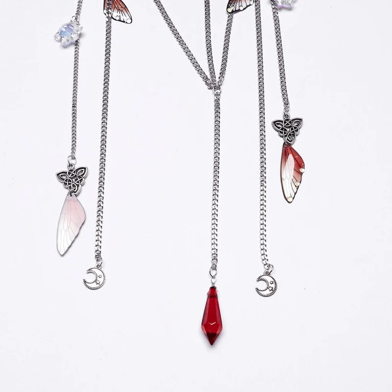 Gothic-Kopfbedeckung mit unregelmäßigem Kristallkreuz für Damen, Rot