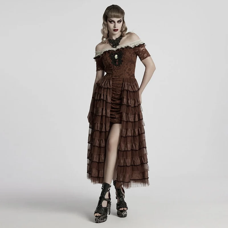 Steampunk-Halskette mit unregelmäßigen Perlen und Schmetterlingen für Damen, Schwarz