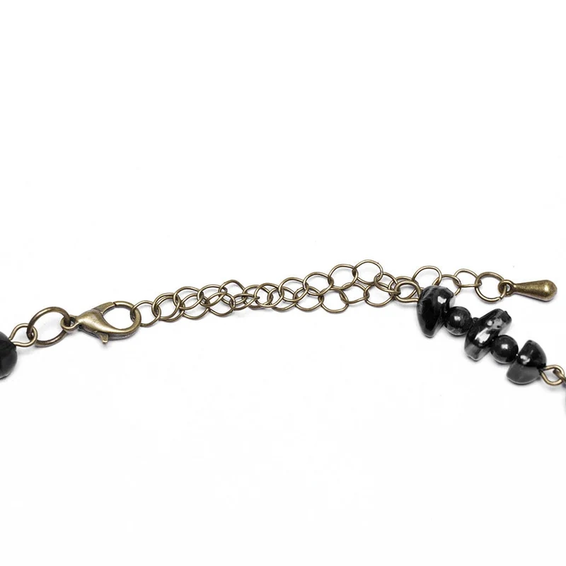 Steampunk-Halskette mit unregelmäßigen Perlen und Schmetterlingen für Damen, Schwarz