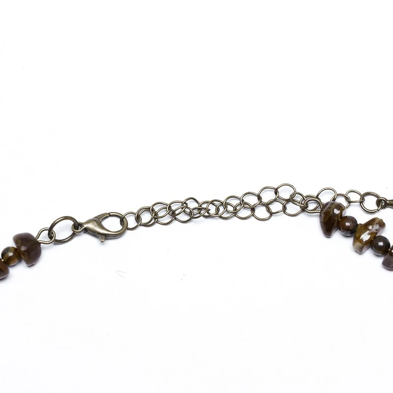 Steampunk-Halskette mit unregelmäßigen Perlen und Schmetterlingen für Damen, Bernstein