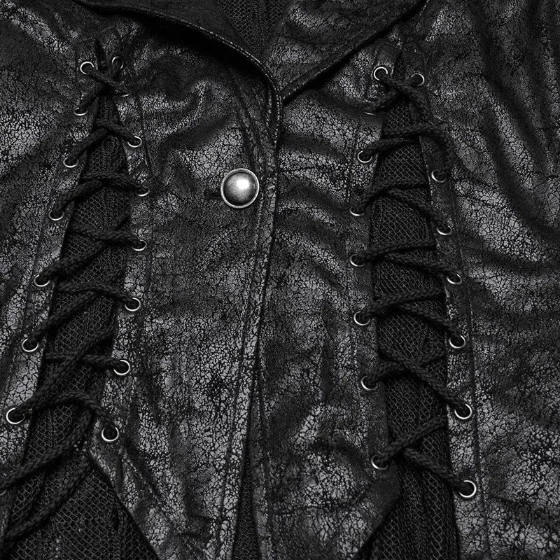 Gothic-Weste mit unregelmäßigem Mesh-Splice und Schnürung für Damen