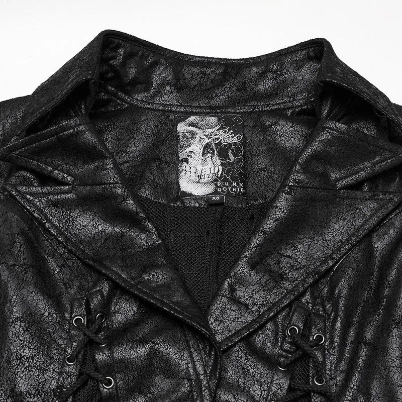 Gothic-Weste mit unregelmäßigem Mesh-Splice und Schnürung für Damen