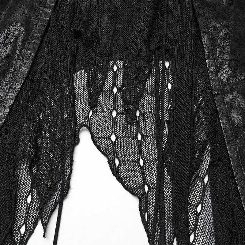 Gothic-Weste mit unregelmäßigem Mesh-Splice und Schnürung für Damen