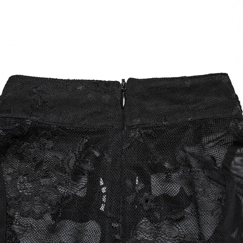 Gothic-Spitzenhemd mit Stehkragen und Rüschen für Damen