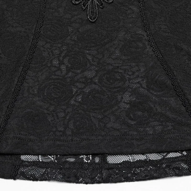 Gothic-Spitzenhemd mit Stehkragen und Rüschen für Damen