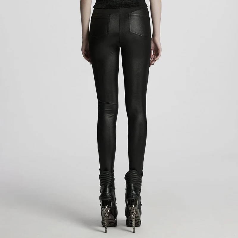 Gothic-Leggings mit Blumenstickerei für Damen