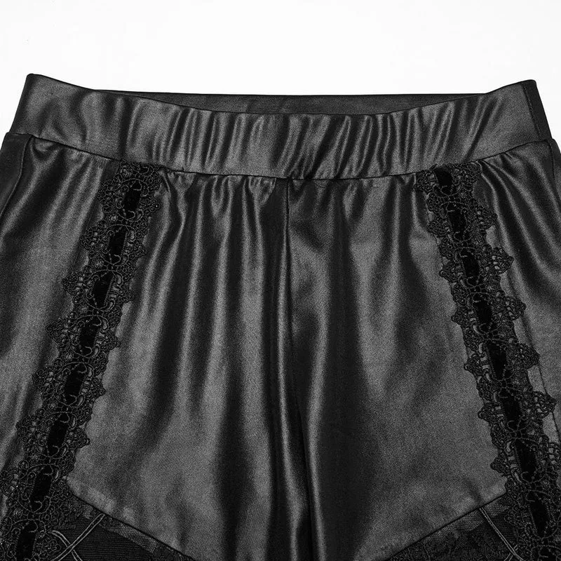 Gothic-Leggings mit Blumenstickerei für Damen