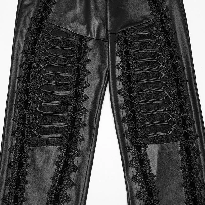 Gothic-Leggings mit Blumenstickerei für Damen