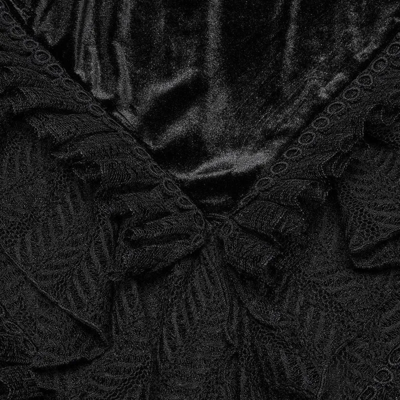 Gothic-Rock aus Samt mit Rüschen und Spitze im Fischschwanz-Stil für Damen