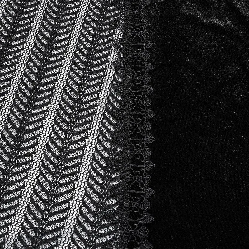 Gothic-Rock aus Samt mit Rüschen und Spitze im Fischschwanz-Stil für Damen