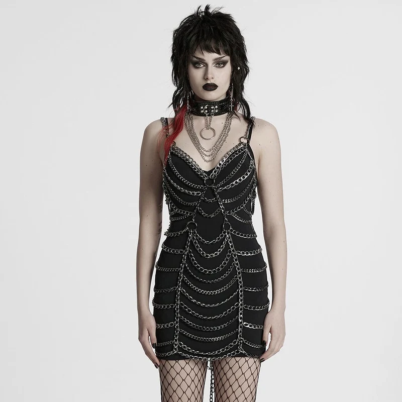 Abnehmbarer Punk-Körperharnisch mit Kette für Damen